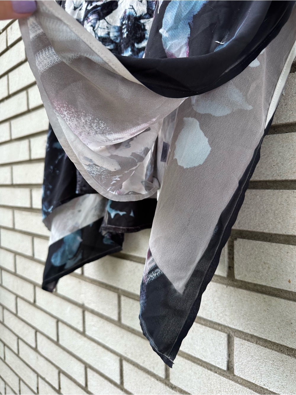 Mushka by Sienna Rose Velvet Panel Floral Chiffon Poncho Blouse XL Boho - Picture 4 of 8